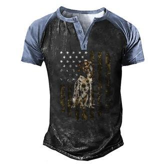 Camo American Flag English Setter 4Th Of July Usa Men's Henley Raglan T-Shirt | Mazezy