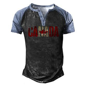 Canadavintage Canadian Flag Men's Henley Raglan T-Shirt | Mazezy