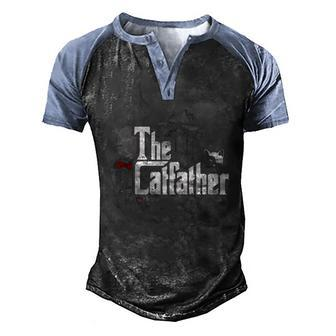 The Catfather Cat Dad Father Of Cats Men's Henley Raglan T-Shirt | Mazezy