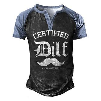 Mens Certified Dilf Pregnancy Announcement For Fathers Men's Henley Raglan T-Shirt | Mazezy