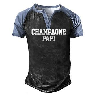 Champagne Papi Dad Fathers Day Love Family Support Tee Men's Henley Raglan T-Shirt | Mazezy