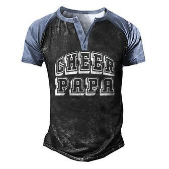 Cheer Papa Proud Cheerleader Dad Fathers Day Men's Henley Raglan T-Shirt | Mazezy