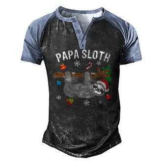 Christmas Sloth Family Matching Papa Men's Henley Raglan T-Shirt | Mazezy