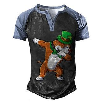 Dabbing Pit Bull St Patricks Day Men Women Leprechaun Dog T-Shirt Men's Henley Shirt Raglan Sleeve 3D Print T-shirt - Seseable