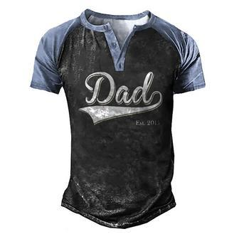 Dad Est 2015 Fathers Day Birthday Daddy Established 2015 Men's Henley Raglan T-Shirt | Mazezy