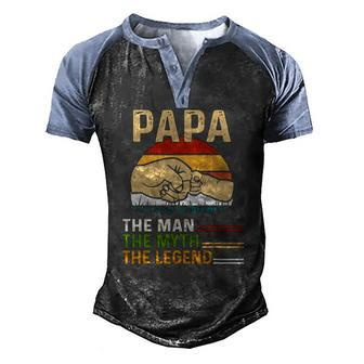 Mens Dad For Fathers Day Man-Myth The Legend Papa Men's Henley Raglan T-Shirt | Mazezy