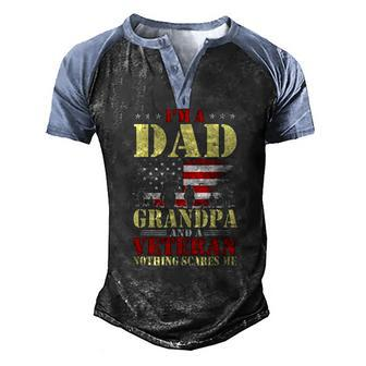 I Am A Dad A Grandpa And A Veteran Fathers Day Men's Henley Raglan T-Shirt | Mazezy