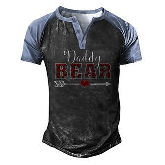 Daddy Bear Buffalo Plaid Arrow Heart Christmas Pajama Men's Henley Raglan T-Shirt | Mazezy