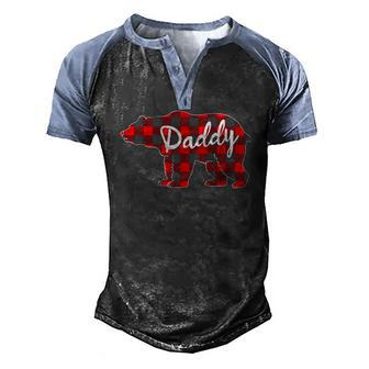 Mens Daddy Bear Buffalo Plaid Family Matching Fathers Day Men's Henley Raglan T-Shirt | Mazezy