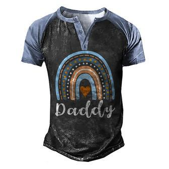 Mens Daddy Boho Rainbow Daddy Dad Family Matching Men's Henley Raglan T-Shirt | Mazezy