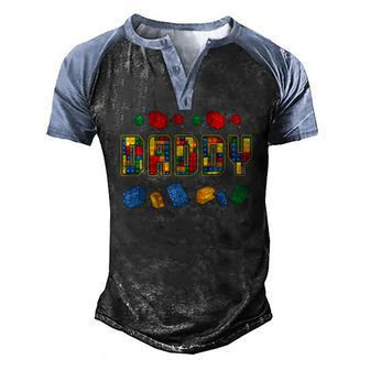 Daddy Brick Builder Blocks Master Builder Dad Men's Henley Raglan T-Shirt | Mazezy