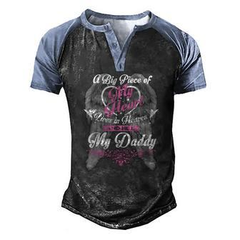 For My Daddy Lives In Heaven My Daddy Guardian Angel Men's Henley Raglan T-Shirt | Mazezy