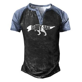 Mens Daddy Saur Fathers Day Men's Henley Raglan T-Shirt | Mazezy