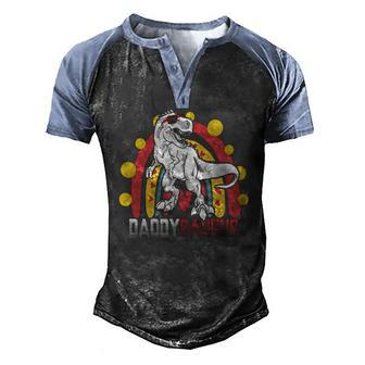 Daddy Saurusrex Dinosaur Fathers Day Family Matching Men's Henley Raglan T-Shirt | Mazezy