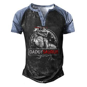Daddy Saurusrex Dinosaur Men Fathers Day Family Matching Men's Henley Raglan T-Shirt | Mazezy