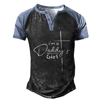 Womens Im A Daddys Girl Christian Faith Based V-Neck Men's Henley Raglan T-Shirt | Mazezy