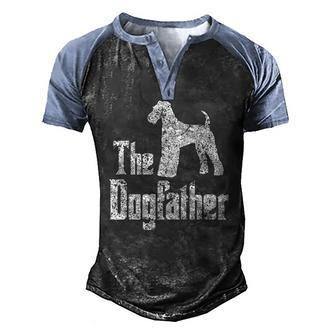 The Dogfather Airedale Terrier Silhouette Dog Men's Henley Raglan T-Shirt | Mazezy