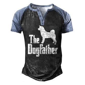The Dogfather Akita Dog Silhouette Idea Classic Men's Henley Raglan T-Shirt | Mazezy