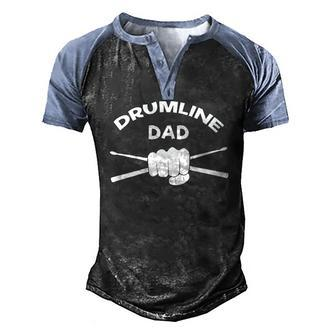 Mens Drumline Dad Music Marching Band Support Drumsticks Men's Henley Raglan T-Shirt | Mazezy