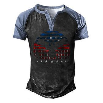 Eagle American Flag Vintage Independence Day 4Th Of July Usa Men's Henley Raglan T-Shirt | Mazezy