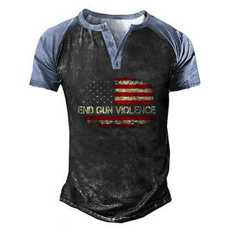 End Gun Violence Vintage American Flag Men's Henley Raglan T-Shirt | Mazezy