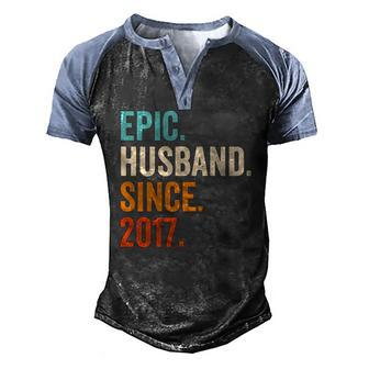 Mens Epic Husband Since 2017 5Th Wedding Anniversary 5 Years Men's Henley Raglan T-Shirt | Mazezy
