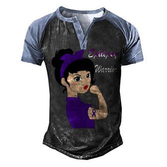 Epilepsy Warrior Strong Women Purple Ribbon Epilepsy Epilepsy Awareness V2 Men's Henley Shirt Raglan Sleeve 3D Print T-shirt | Favorety AU