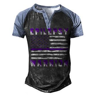 Epilepsy Warrior Usa Flag United States Flag Epilepsy Epilepsy Awareness Men's Henley Shirt Raglan Sleeve 3D Print T-shirt | Favorety