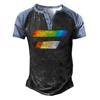 Mens Equal Sign Equality Lgbtq Gay Bear Flag Gay Pride Men Men's Henley Raglan T-Shirt | Mazezy