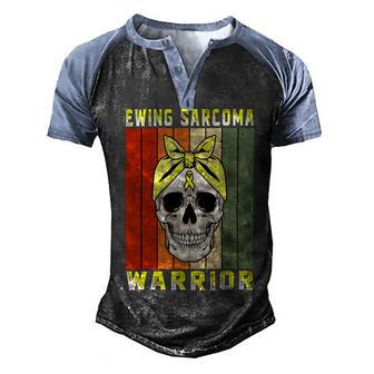 Ewings Sarcoma Warrior Skull Women Vintage Yellow Ribbon Ewings Sarcoma Ewings Sarcoma Awareness Men's Henley Shirt Raglan Sleeve 3D Print T-shirt | Favorety DE