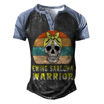 Ewings Sarcoma Warrior Skull Women Vintage Yellow Ribbon Ewings Sarcoma Ewings Sarcoma Awareness V2 Men's Henley Shirt Raglan Sleeve 3D Print T-shirt | Favorety DE