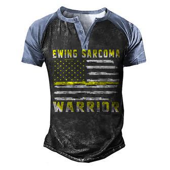 Ewings Sarcoma Warrior Usa Flag United States Flag Yellow Ribbon Ewings Sarcoma Ewings Sarcoma Awareness Men's Henley Shirt Raglan Sleeve 3D Print T-shirt | Favorety DE