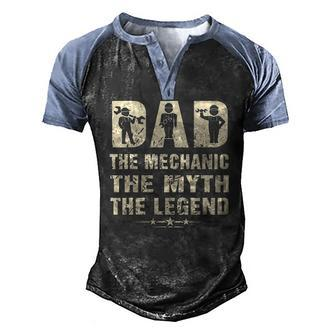 Family 365 Mechanic Dad Mechanics Fathers Day Men's Henley Raglan T-Shirt | Mazezy