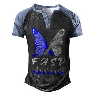 Fasd Awareness Butterfly Blue And Grey Ribbon Fetal Alcohol Spectrum Disorder Fetal Alcohol Spectrum Disorder Awareness Men's Henley Shirt Raglan Sleeve 3D Print T-shirt | Favorety CA