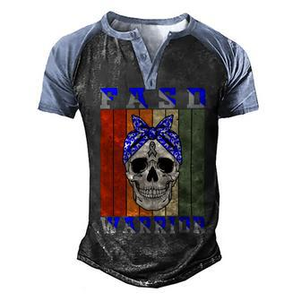 Fasd Warrior Skull Women Vintage Blue And Grey Ribbon Fetal Alcohol Spectrum Disorder Fetal Alcohol Spectrum Disorder Awareness Men's Henley Shirt Raglan Sleeve 3D Print T-shirt | Favorety UK