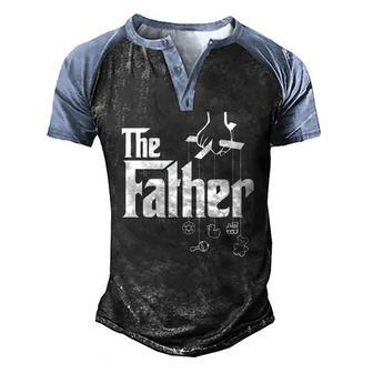 Mens The Father First Time Fathers Day New Dad Men's Henley Raglan T-Shirt | Mazezy