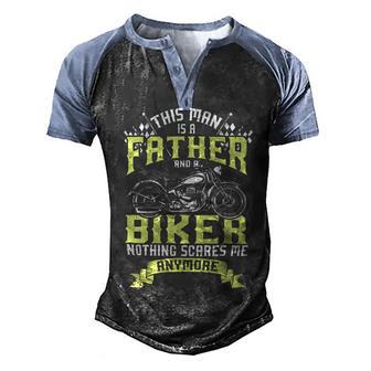 Father Grandpa And Biker Funny Motorcycle Race Dad Gift95 Family Dad Men's Henley Shirt Raglan Sleeve 3D Print T-shirt - Monsterry