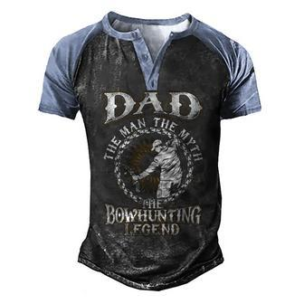 Father Grandpa Dadthe Bowhunting Legend S73 Family Dad Men's Henley Shirt Raglan Sleeve 3D Print T-shirt - Monsterry CA