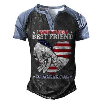 Father Grandpa Hes My Best Friend Father And Son God Gave Me You 55 Family Dad Men's Henley Shirt Raglan Sleeve 3D Print T-shirt - Monsterry CA