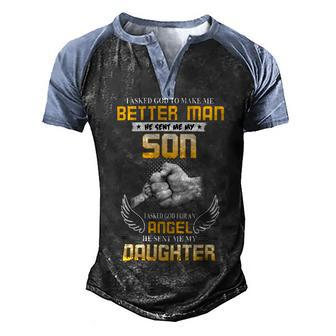 Father Grandpa I Asked To Make Me Better Man167 Family Dad Men's Henley Shirt Raglan Sleeve 3D Print T-shirt - Monsterry UK