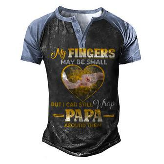 Father Grandpa I Wrap Papa Around My Finger248 Family Dad Men's Henley Shirt Raglan Sleeve 3D Print T-shirt - Monsterry