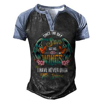 Father Grandpa Since The Day My Son Got His Wings I Have Never Been The Same 56 Family Dad Men's Henley Shirt Raglan Sleeve 3D Print T-shirt - Monsterry