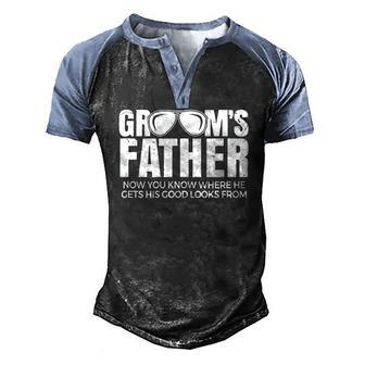 Father Of The Groom Wedding Costume Grooms Father Men's Henley Raglan T-Shirt | Mazezy
