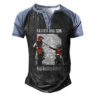 Father And Son Best Buddies Forever Fist Bump Dirt Bike Men's Henley Raglan T-Shirt | Mazezy