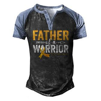 Father Of A Warrior Childhood Cancer Ribbon Oncology Men's Henley Raglan T-Shirt | Mazezy