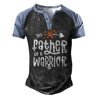 Father Of A Warrior Dad Family Leukemia Cancer Awareness Men's Henley Raglan T-Shirt | Mazezy