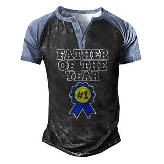 Fathers Day For Dad Father Of The Year Raglan Baseball Tee Men's Henley Raglan T-Shirt | Mazezy