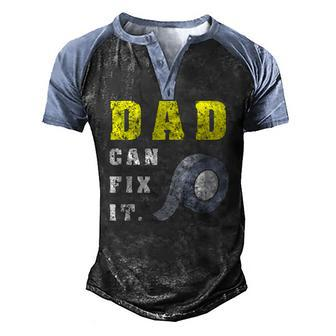 Fathers Day Dad Can Fix It Handy Diy Duct Tape Men's Henley Raglan T-Shirt | Mazezy
