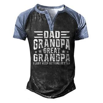 Mens Fathers Day From Grandkids Dad Grandpa Great Grandpa Men's Henley Raglan T-Shirt | Mazezy