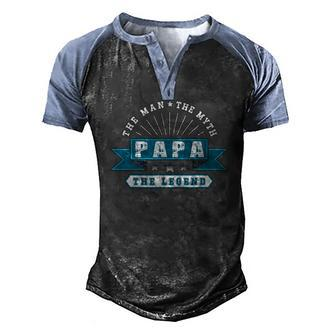 Fathers Day Papa For Man Myth Legend Men's Henley Raglan T-Shirt | Mazezy